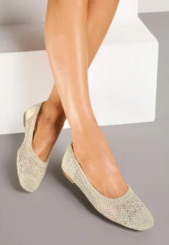 Złote Balerinki Ozdobione Siateczką Landeora