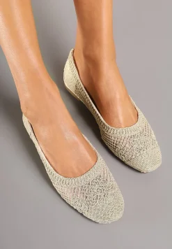 Złote Balerinki Ozdobione Siateczką Landeora