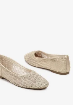 Złote Balerinki Ozdobione Siateczką Landeora