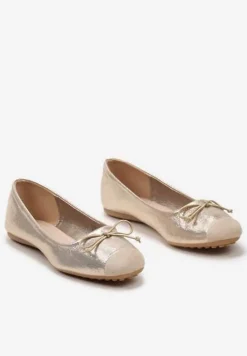 Złote Balerinki z Subtelną Kokardką Blosorina