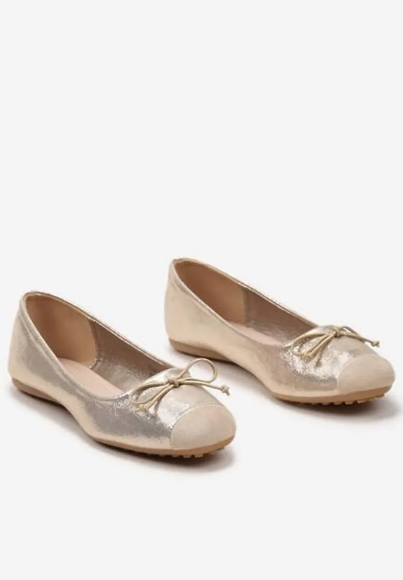 Złote Balerinki z Subtelną Kokardką Blosorina