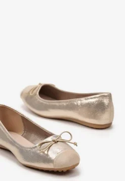 Złote Balerinki z Subtelną Kokardką Blosorina