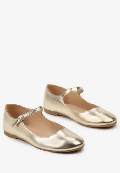 Złote Balerinki z Zapięciem na Sprzączkę z Ekozamszu Loraleima