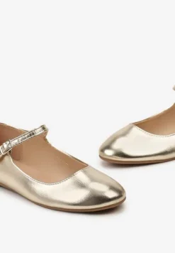 Złote Balerinki z Zapięciem na Sprzączkę z Ekozamszu Loraleima