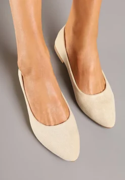 Złote Basicowe Balerinki z Migdałkowym Noskiem Tulvia