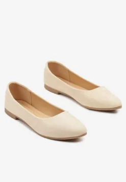 Złote Basicowe Balerinki z Migdałkowym Noskiem Tulvia