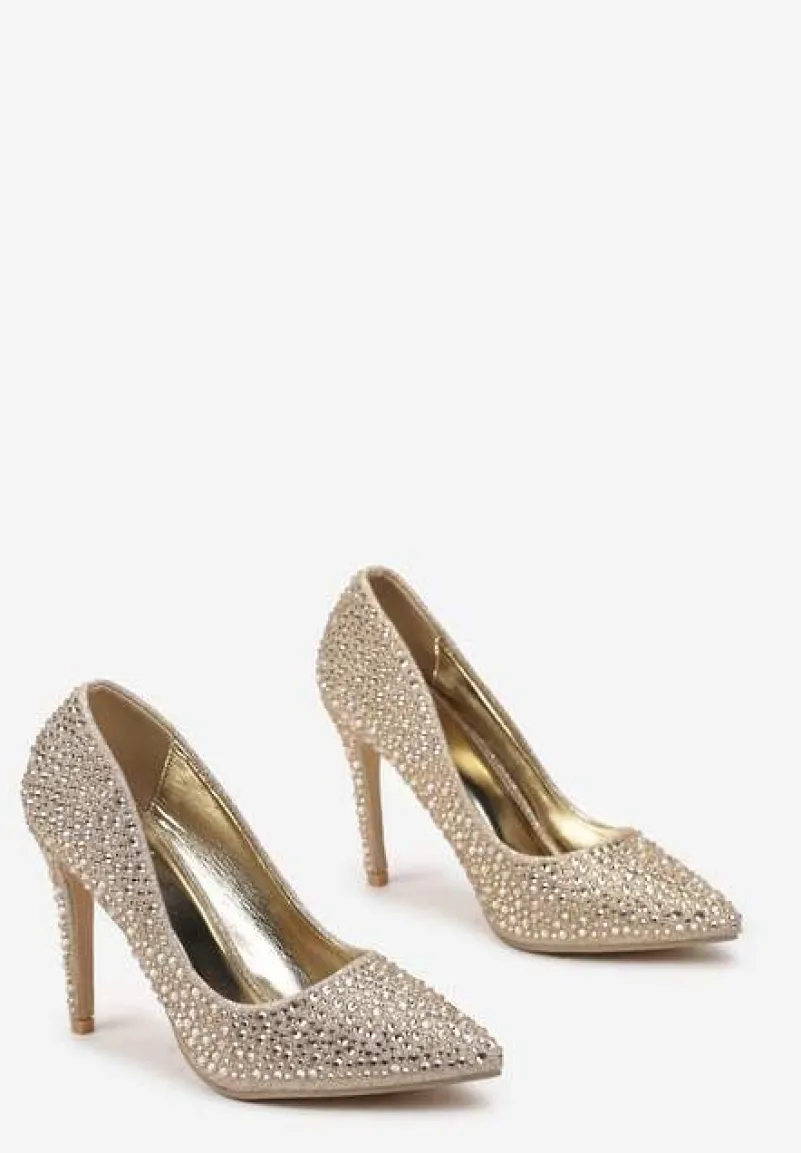 Złote Brokatowe Szpilki w Cyrkonie Frodan