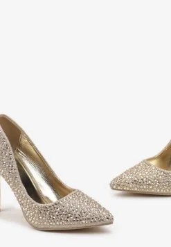 Złote Brokatowe Szpilki w Cyrkonie Frodan