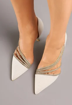 Złote Brokatowe Szpilki z Cyrkoniowym Zdobieniem Dolerra