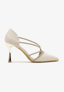 Złote Brokatowe Szpilki z Cyrkoniowym Zdobieniem Dolerra