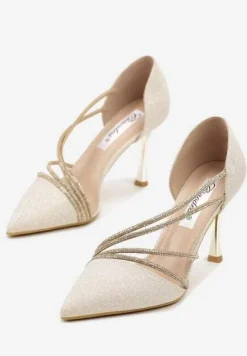 Złote Brokatowe Szpilki z Cyrkoniowym Zdobieniem Dolerra