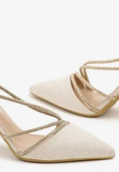 Złote Brokatowe Szpilki z Cyrkoniowym Zdobieniem Dolerra