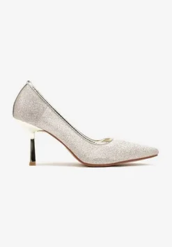 Złote Brokatowe Szpilki ze Szpiczastym Noskiem Nelmarra