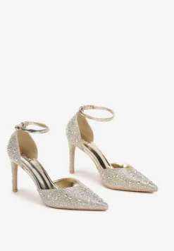 Złote Błyszczące Szpilki Wysadzane Cyrkoniami Berivena