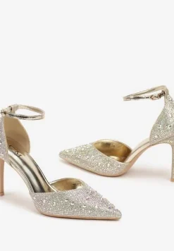 Złote Błyszczące Szpilki Wysadzane Cyrkoniami Berivena