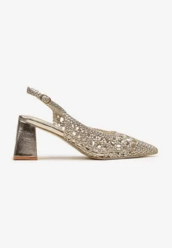 Złote Czółenka na Słupku w Szpic bez Pięty Adiakka