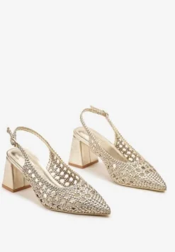 Złote Czółenka na Słupku w Szpic bez Pięty Adiakka