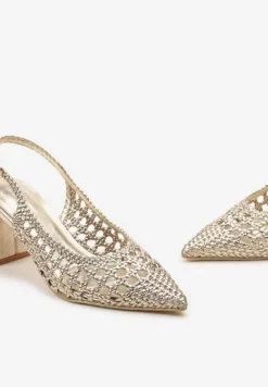 Złote Czółenka na Słupku w Szpic bez Pięty Adiakka