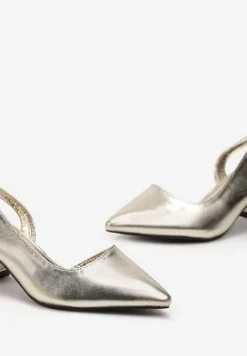 Złote Czółenka na Szerokim Słupku ze Szpiczastym Noskiem Juloria