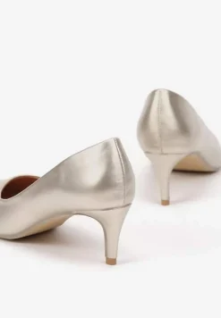 Złote Czółenka na Szpilce w Klasycznym Stylu ze Skórzaną Wkładką Meloriel