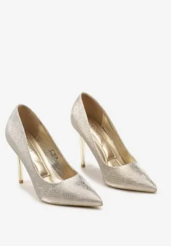 Złote Eleganckie Szpilki w Klasycznym Stylu Calivia