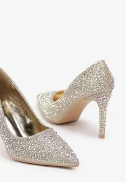 Złote Eleganckie Szpilki Wykończone Cyrkoniami Ivilta