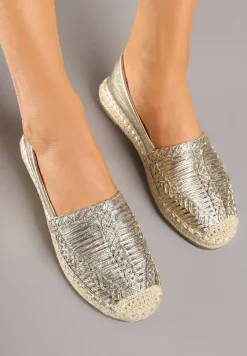 Złote Espadryle z Ozdobną Plecionką na Cholewce w Stylu Boho Adisella