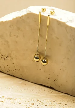 Złote Kolczyki na Cienkim Łańcuszku z Kuleczką Finlira