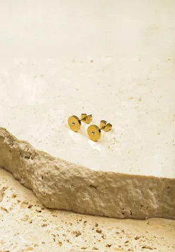 Złote Kolczyki Okrągłe Typu Sztyfty Laniene