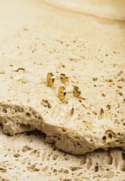 Złote Kolczyki Okrągłe Typu Sztyfty Laniene