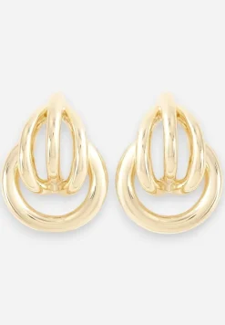 Złote Kolczyki Ozdobione Geometrycznym Wzorem Maliluna