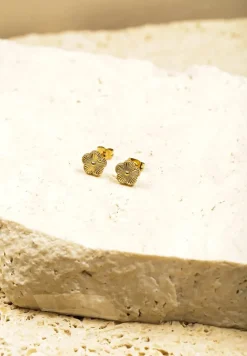 Złote Kolczyki Ozdobione Kwiatkami Cleale