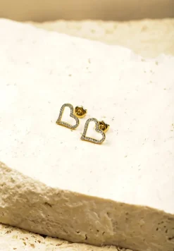 Złote Kolczyki Serca Ozdobione Cyrkoniami Xarazi