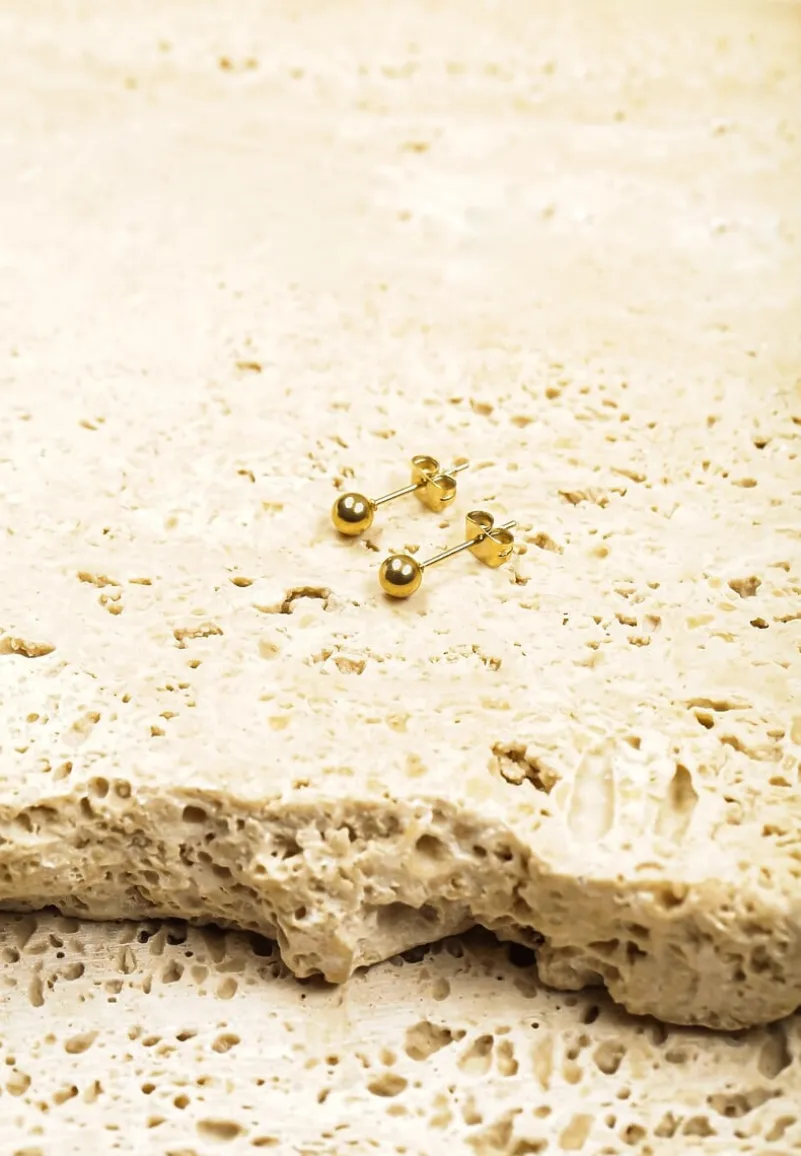 Złote Kolczyki Typu Sztyfty 3 Pack w Kształcie Kuleczek Irrivira