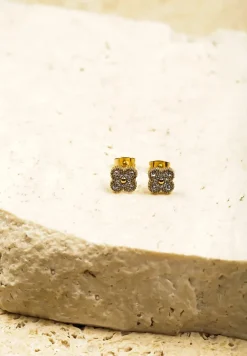 Złote Kolczyki w Kształcie Kwiatków z Cyrkoniami Finavera