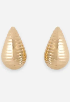 Złote Kolczyki w Kształcie Łezek Ozdobione Tłoczeniem Melanea