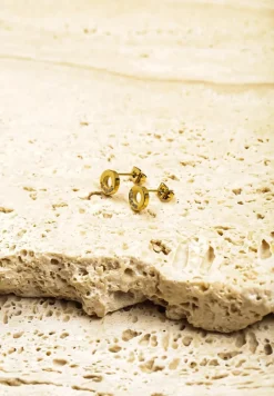 Złote Kolczyki z Cyrkoniami Kółeczka na Sztyfcie Finiela