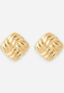 Złote Kolczyki z Geometrycznym Wzorem Malonira