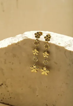 Złote Kolczyki z Kwiatuszkami Wiszące Rivazi