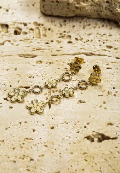 Złote Kolczyki z Kwiatuszkami Wiszące Rivazi