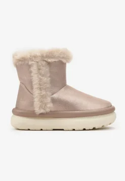 Złote Śniegowce za Kostkę z Futerkiem na Platformie Daxolina