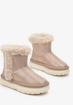 Złote Śniegowce za Kostkę z Futerkiem na Platformie Daxolina