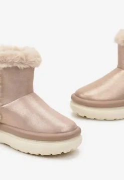 Złote Śniegowce za Kostkę z Futerkiem na Platformie Daxolina