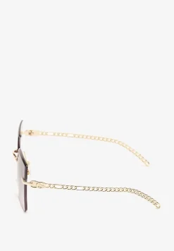 Złote Okulary Przeciwsłoneczne z Filtrem UV o Geometrycznym Kształcie Paseritea