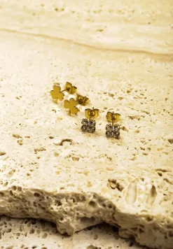 Złote 2-Pack Kolczyki Koniczynki Sztyfty Vikaselle