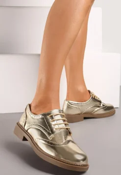 Złote Półbuty przed Kostkę z Wiązaniem Noevil