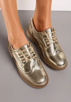 Złote Półbuty przed Kostkę z Wiązaniem Noevil