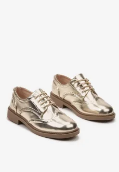 Złote Półbuty przed Kostkę z Wiązaniem Noevil