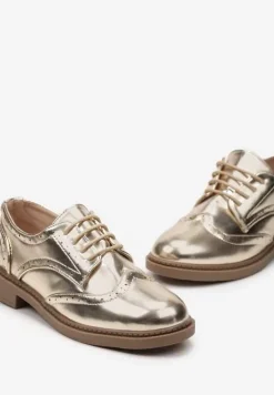 Złote Półbuty przed Kostkę z Wiązaniem Noevil