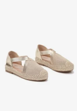 Złote Plecione Espadryle z Ozdobnymi Paskami Morithia